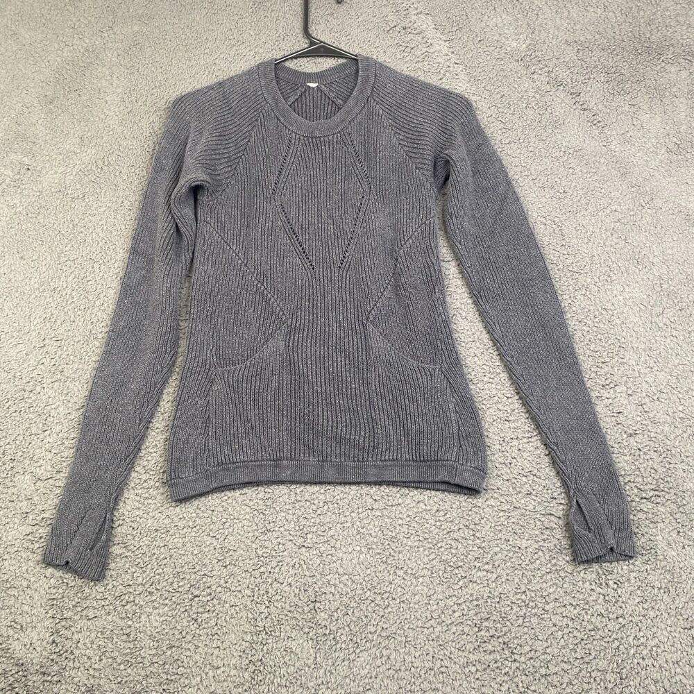 Lululemon Knit Sweater Womens Gray Chunky Heavy No Size Crew Pullover